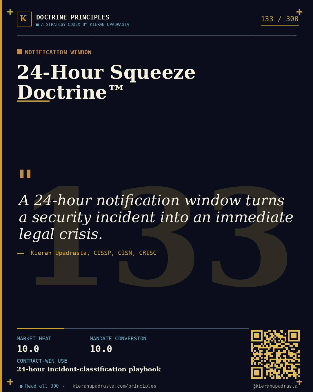 Principle 133: Essential Entity Doctrine™ — NIS2 Essential doctrine card by Professor Kieran Upadrasta, CISSP CISM CRISC, Schiphol University