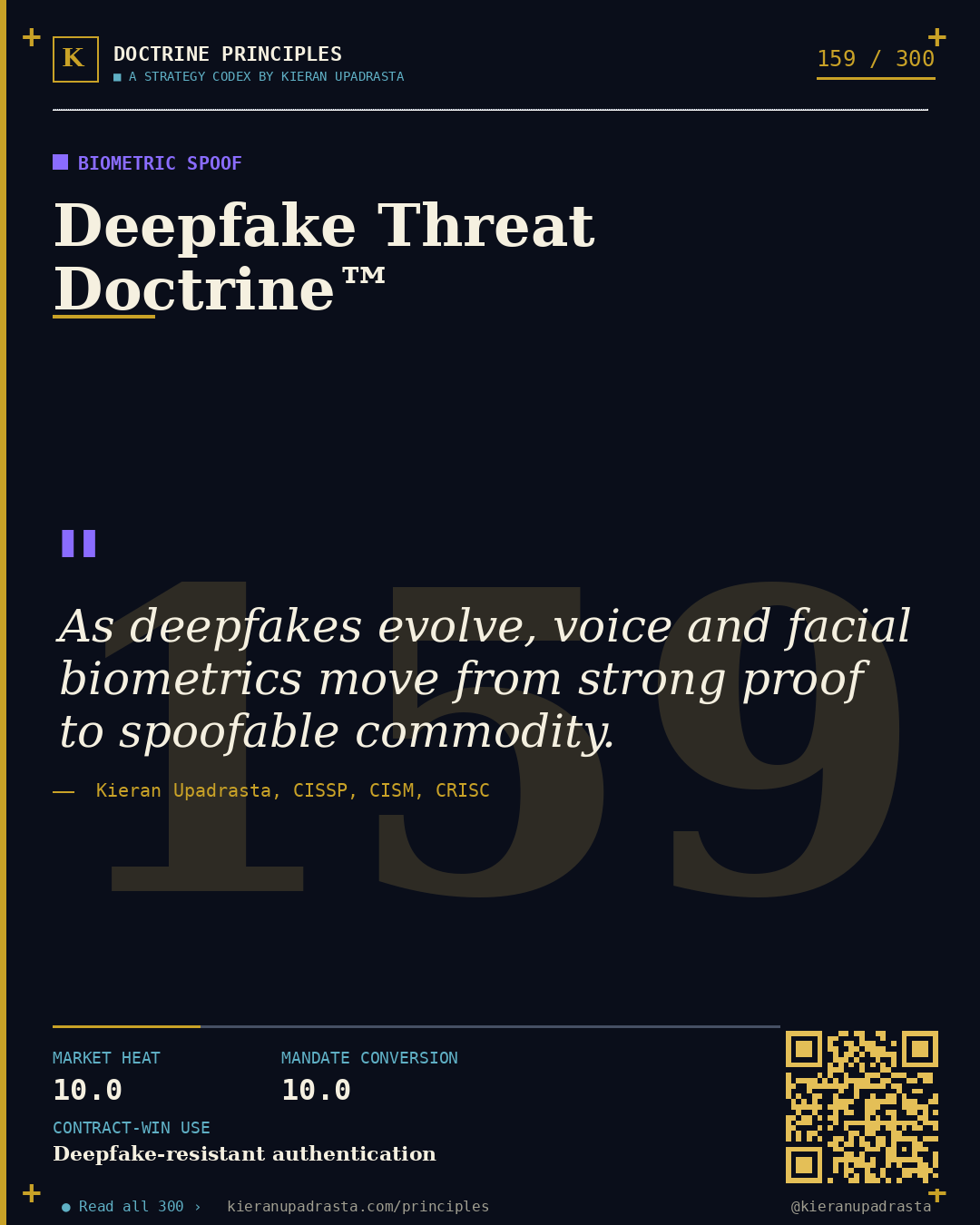 Principle 159: Ephemeral Key Doctrine™ &mdash; JIT Privilege doctrine card by Professor Kieran Upadrasta, CISSP CISM CRISC, Schiphol University