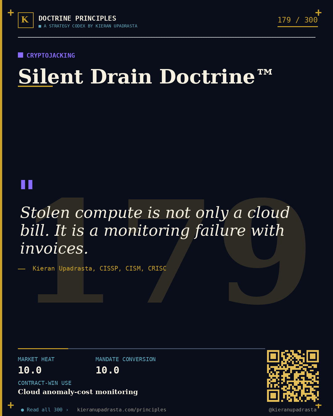 Principle 179: Hidden Payload Doctrine™ &mdash; Container Supply doctrine card by Professor Kieran Upadrasta, CISSP CISM CRISC, Schiphol University
