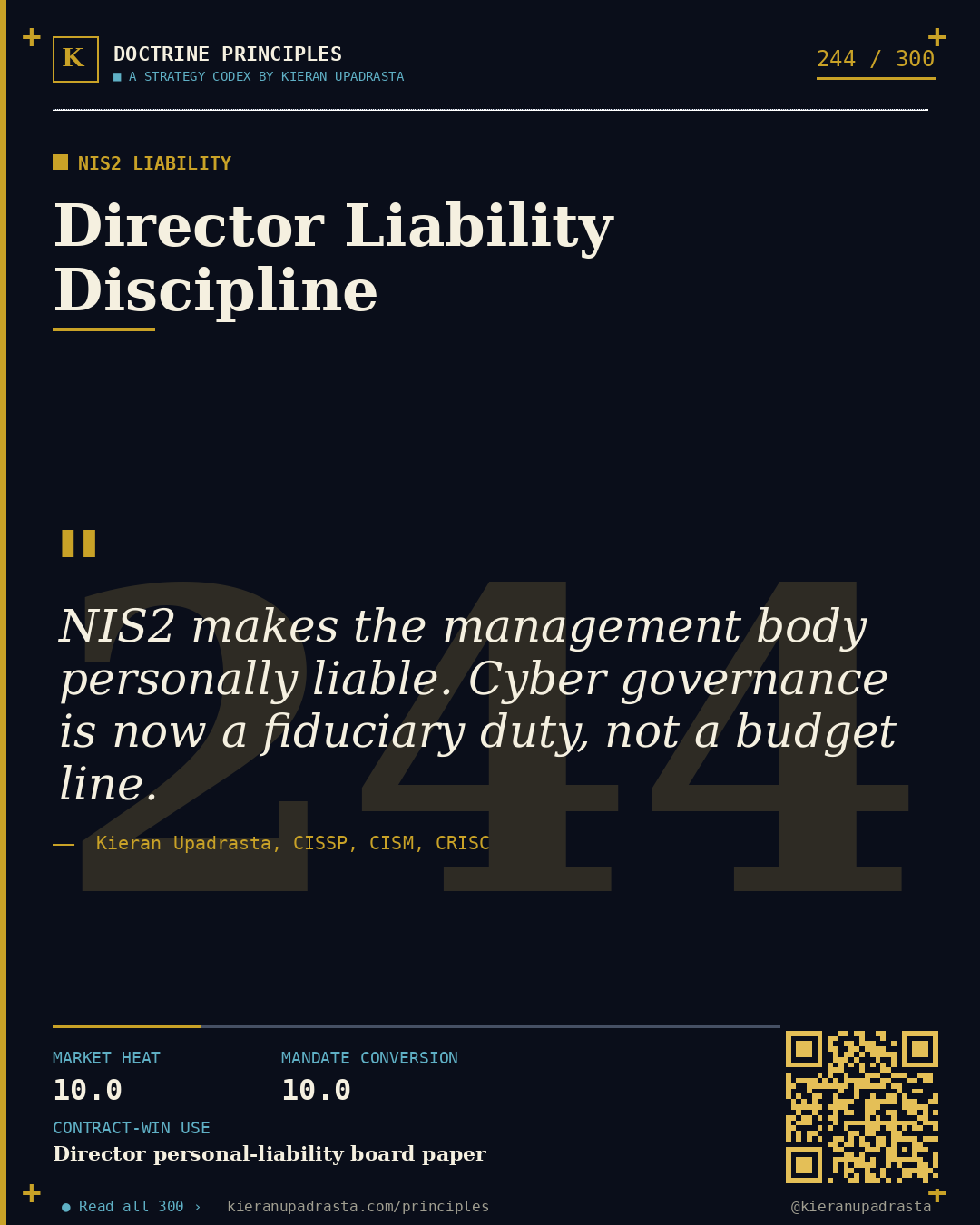 Principle 244: Form 8-K Materiality &mdash; SEC Rule doctrine card by Professor Kieran Upadrasta, CISSP CISM CRISC, Schiphol University