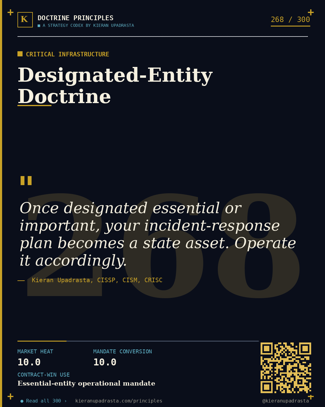 Principle 268: Whistleblower-Friendly Reporting — Whistleblower doctrine card by Professor Kieran Upadrasta, CISSP CISM CRISC, Schiphol University